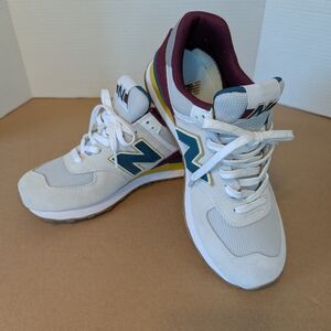 New Balance White and Burgundy Sneakers